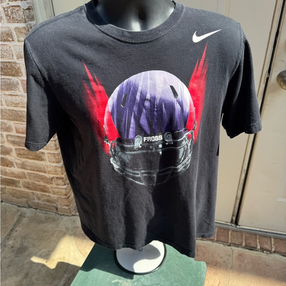 Nike, Short Sleeve, Black, Graphic, TCU Frogs, Size Medium